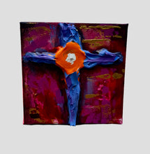 Load image into Gallery viewer, 6"x6" cross purple with orange ctr