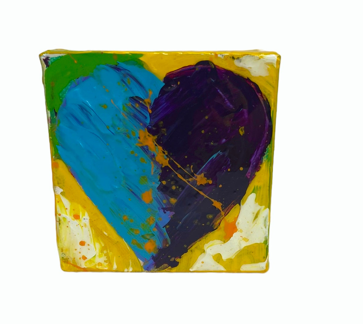 4"x4" Blue Heart with purple