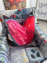 Load image into Gallery viewer, Heart Pillow with black and white stripes 20"x20"
