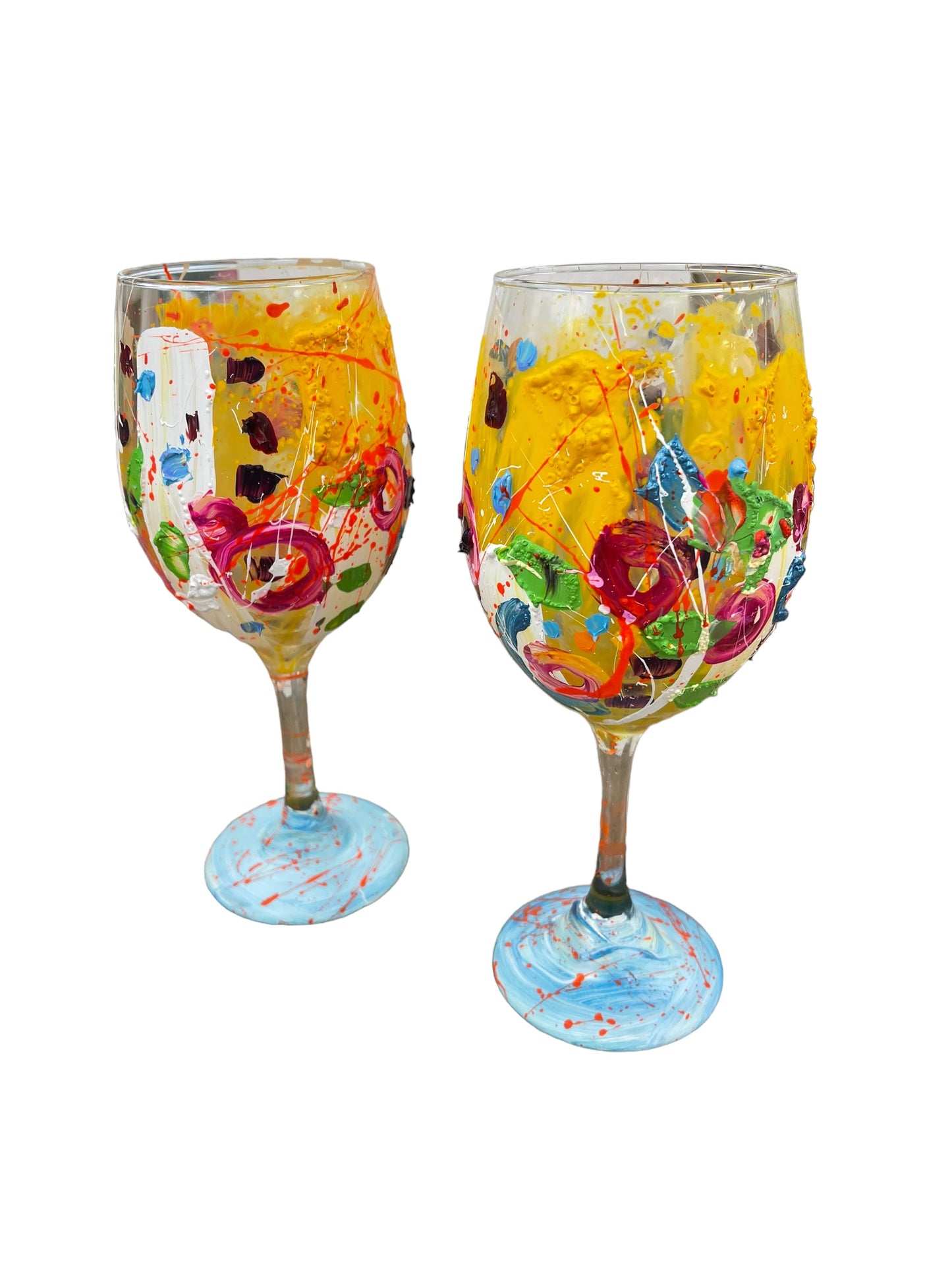 Copas de vino pintadas a mano de colores "A"