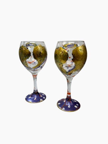 Copas de vino pintadas a mano de colores "P"