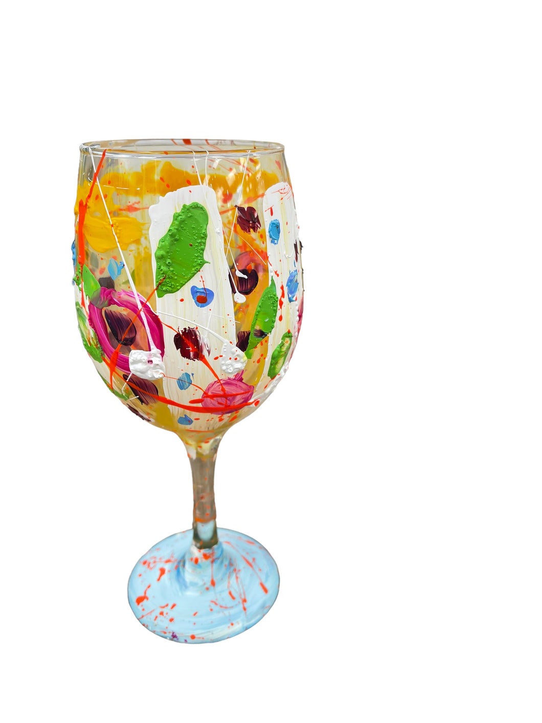 Colorful Hand Painted Wine Glasses 