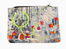 Ladda upp bild till gallerivisning, Black White with Green Circles Stitched Bag ORIGINAL ONE OF A KIND