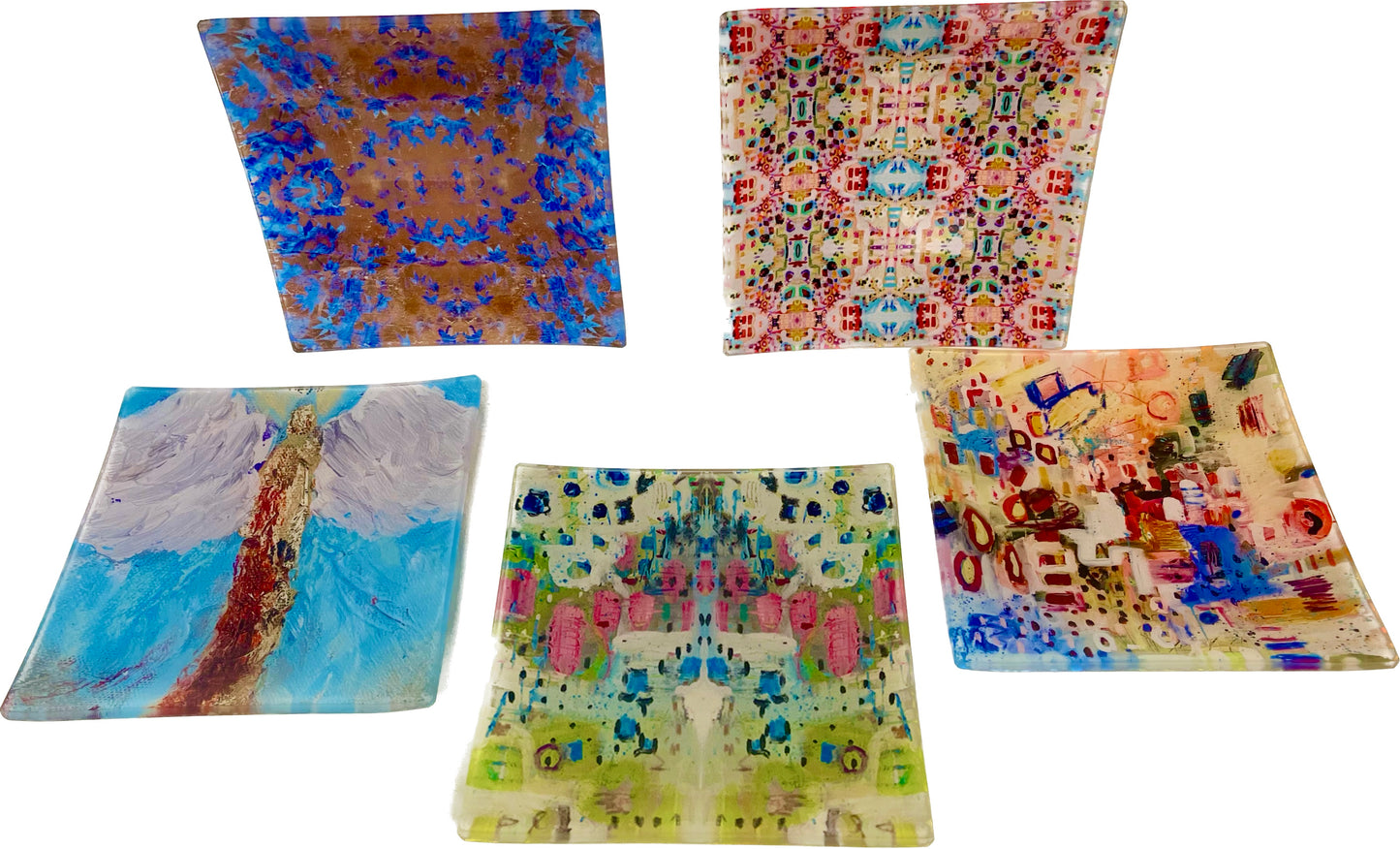 Glass Tray Blue and Gold