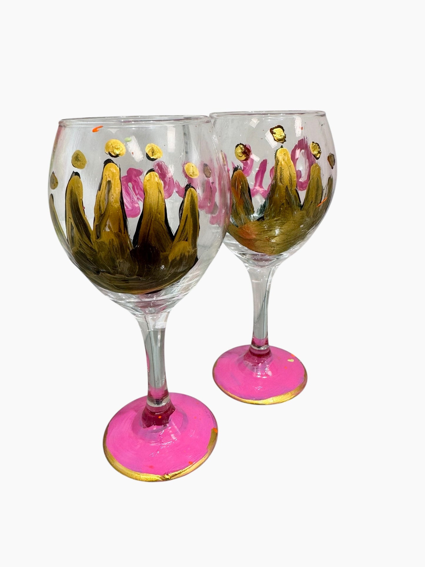 Copas de vino pintadas a mano de colores "P"