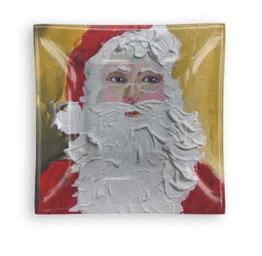 Bandeja de vidrio de Papá Noel de 6" x 6"