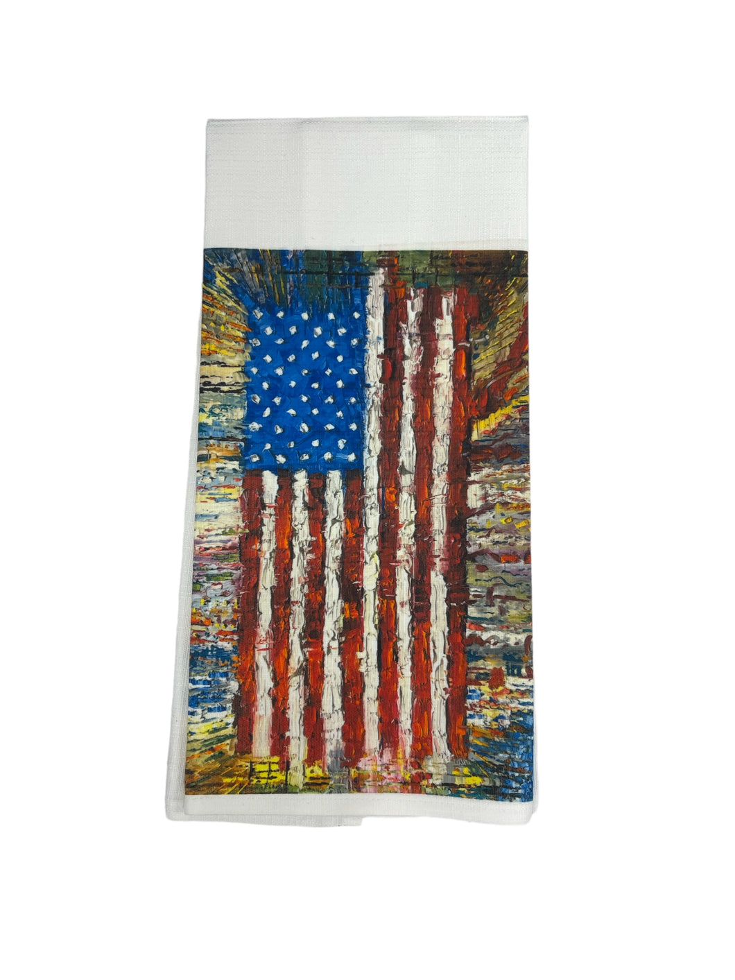 Pat Matthews Painting of The American Flag  Tea Towel