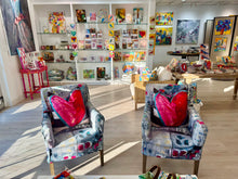 Load image into Gallery viewer, Heart Pillow with black and white stripes 20"x20"