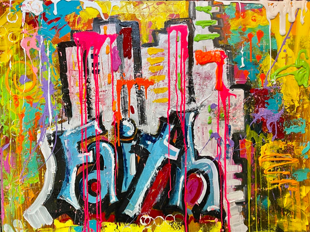 Contemporary CityScape with Graffiti 11"X14"