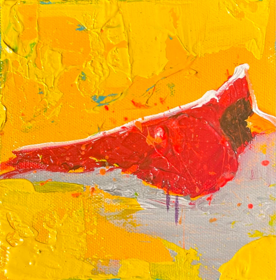 6"x6" I'm here cardinal painting