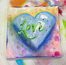 Load image into Gallery viewer, 6"x6" Blue Love Heart Painting