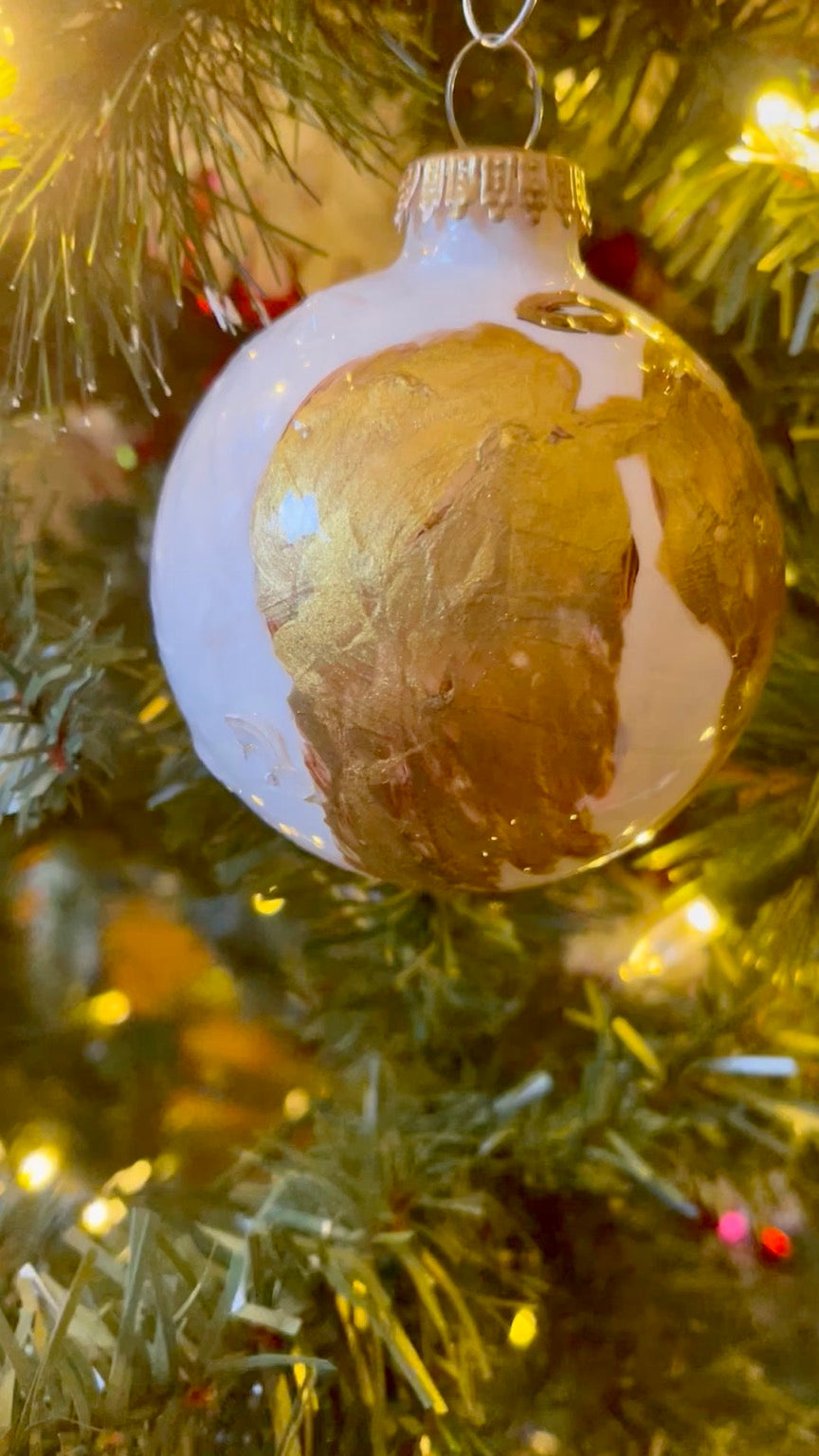 Hand-painted glass Christmas ornament by Tracee Gentry Matthews, second view