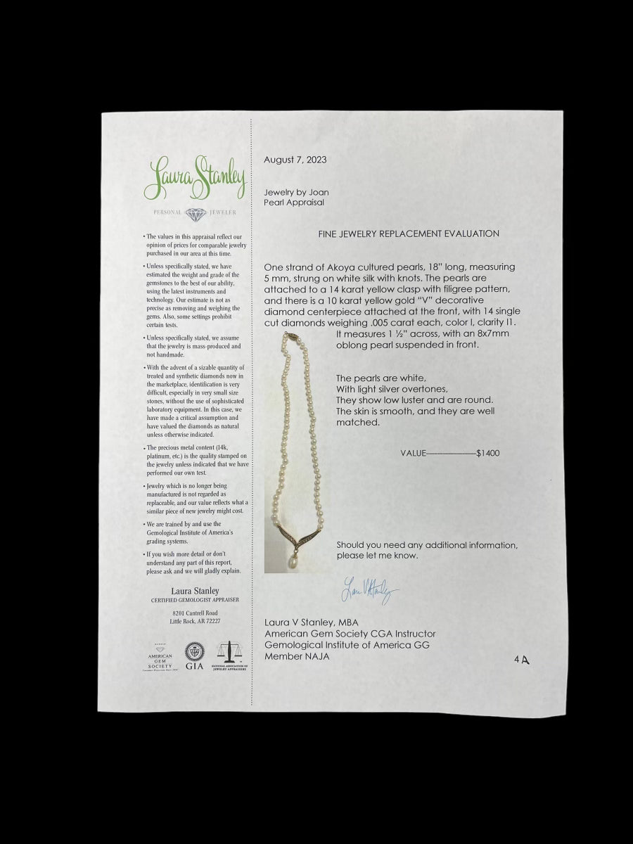 23-4A Akoya Cultured Pearls with diamond pendant