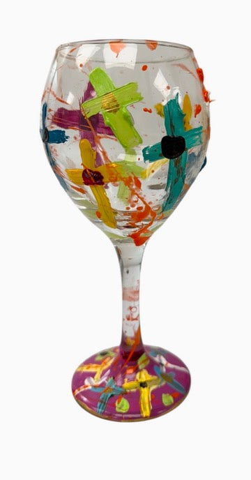 Copas de vino pintadas a mano de colores "P"