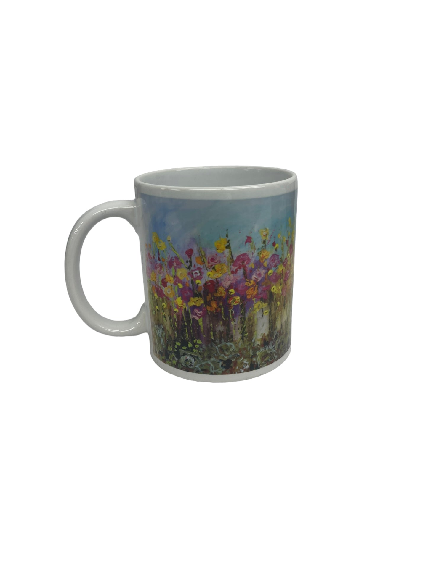 Taza con diseño de jardín de flores 