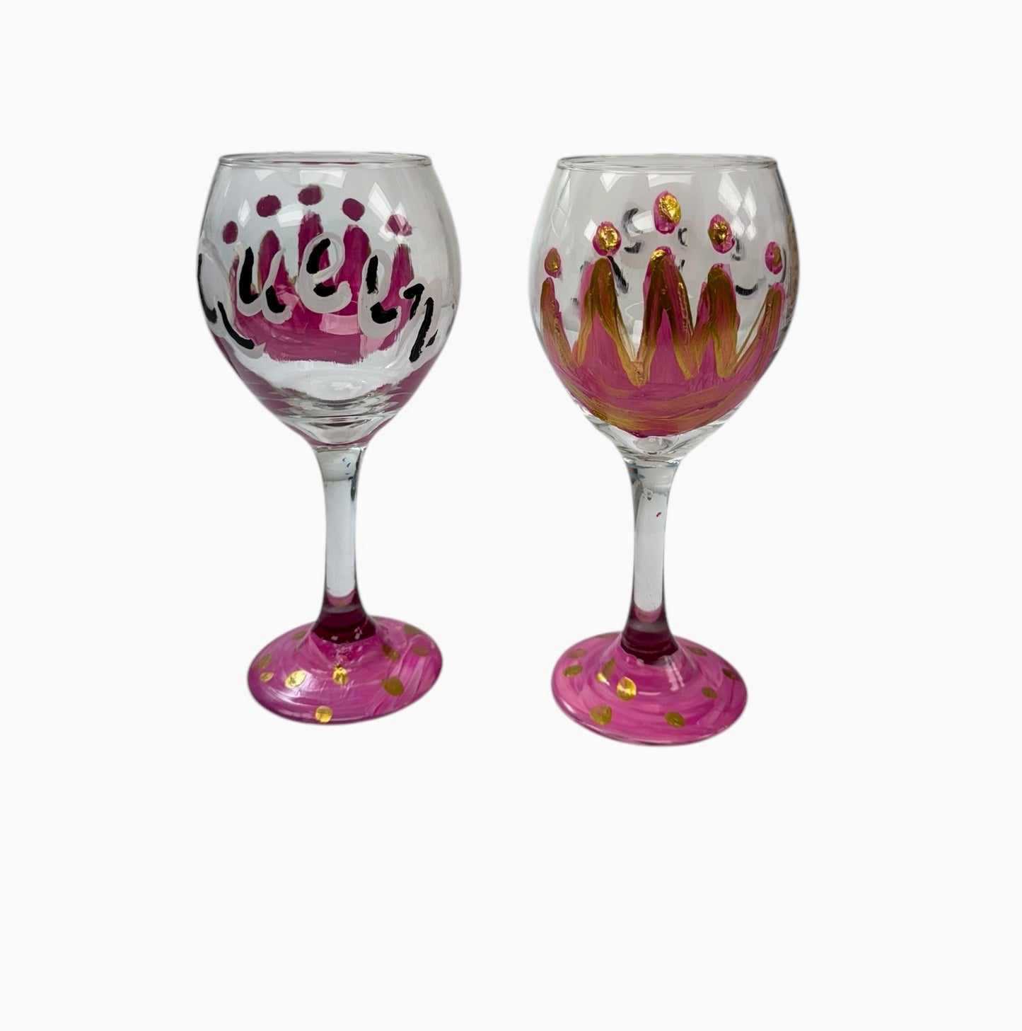 Copas de vino pintadas a mano de colores "P"