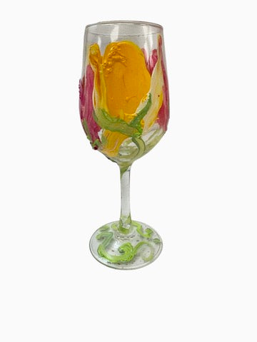 Copas de vino pintadas a mano de colores "P"