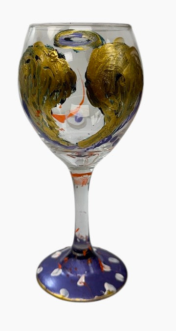 Copas de vino pintadas a mano de colores "P"