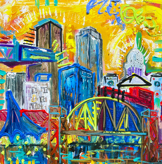 36" x 36" Ciudad natal 