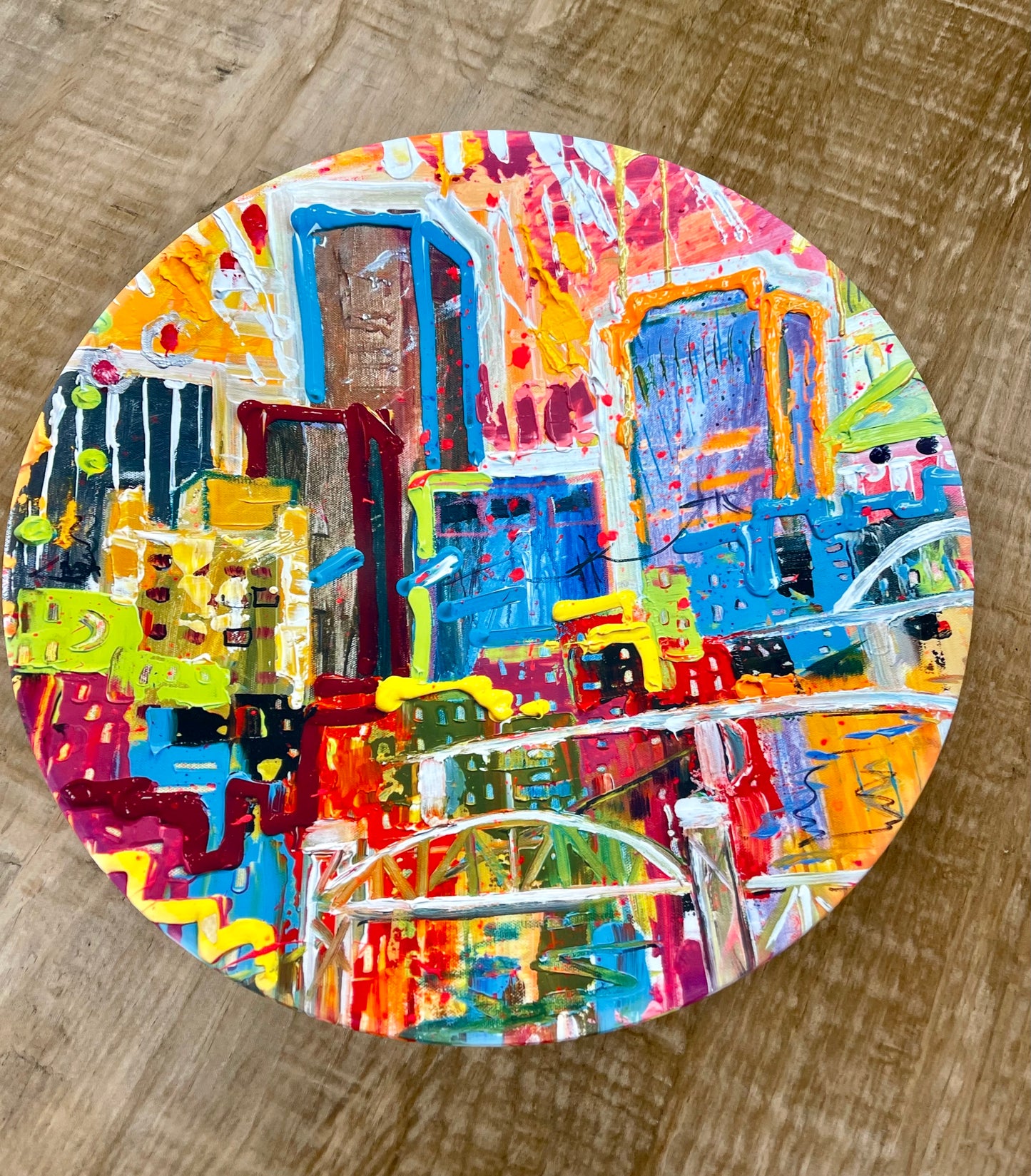 Colorful City Decorative Bowl 15-1/4" D