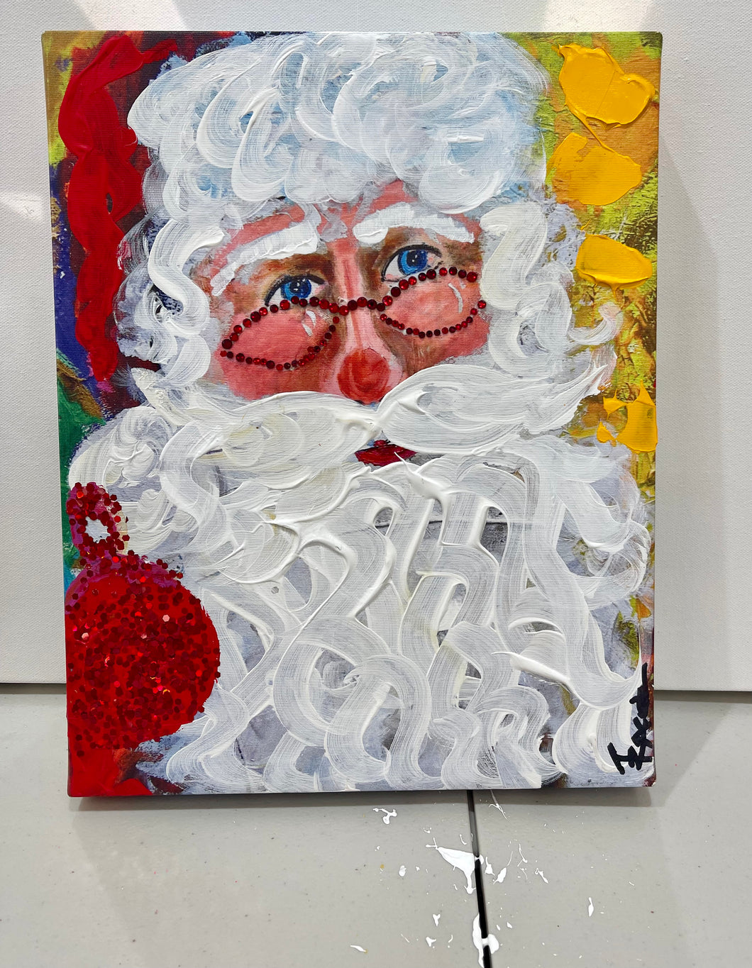 Santa with Ruby Glasses Stretched Canvas Print 11