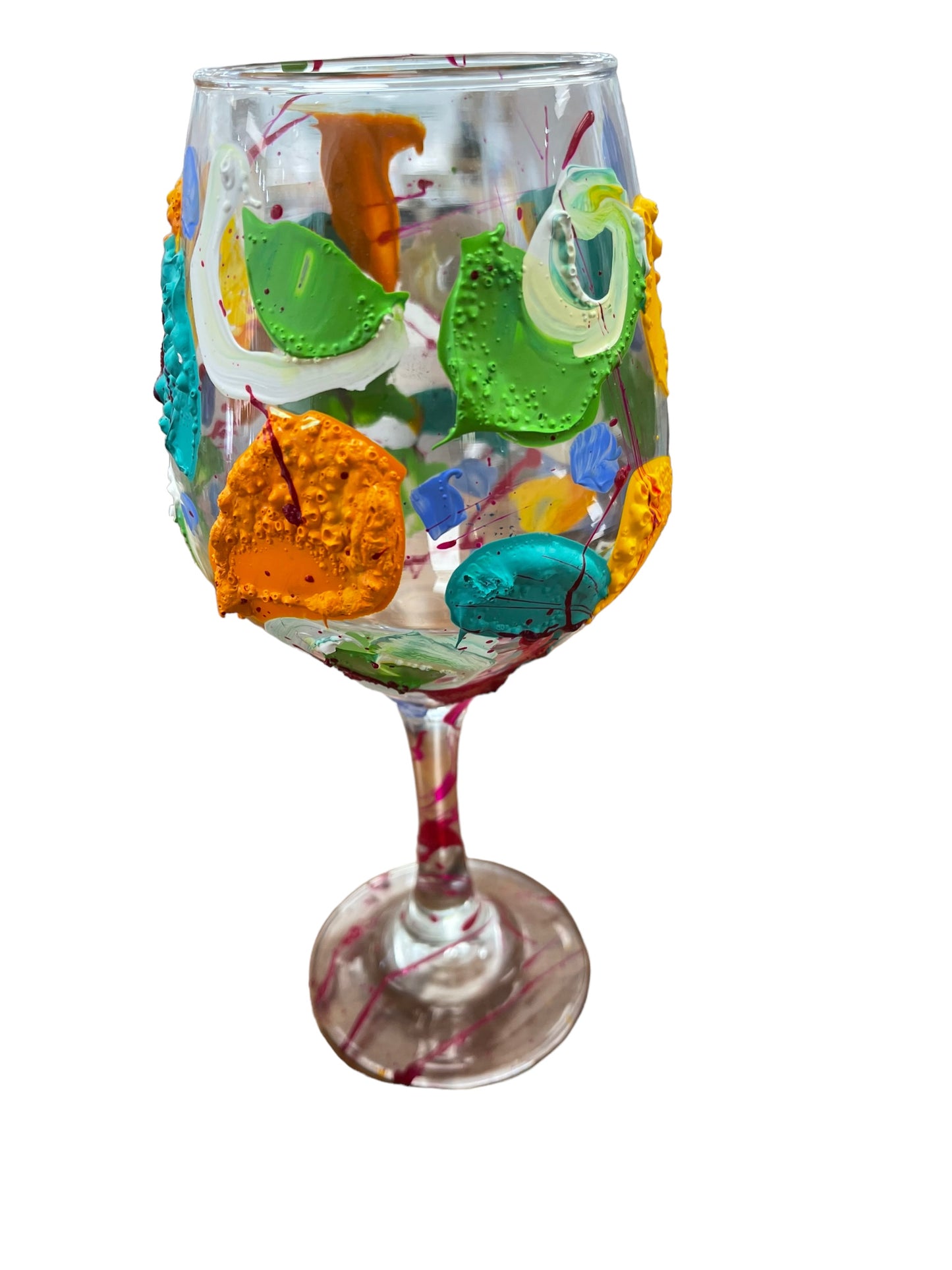 "Q" Colorful Hand Painted Wine Glasses