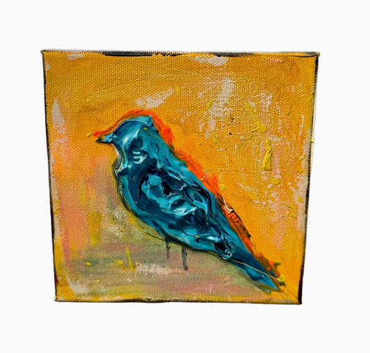 6"x6"  bluebird with orange highlight