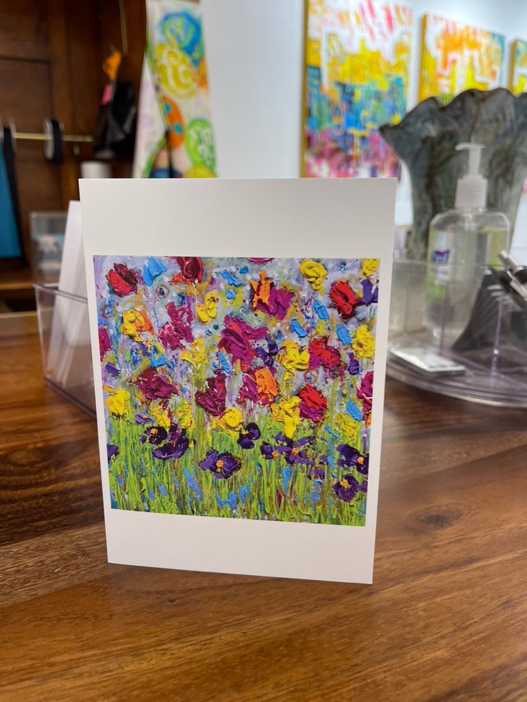 Tarjeta de jardín colorida con sobre 