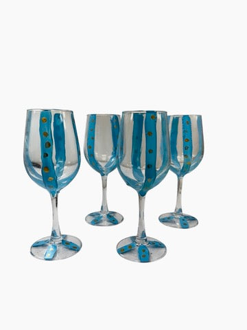 Blue and Gold Wine Glass