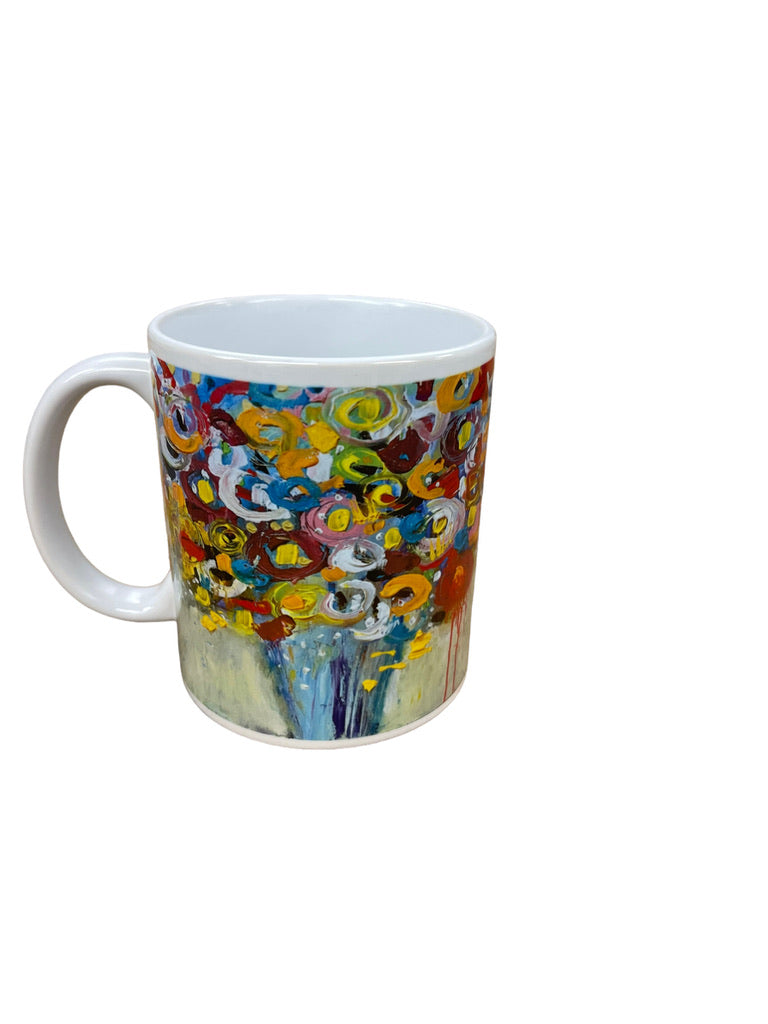 Taza con diseño floral abstracto 