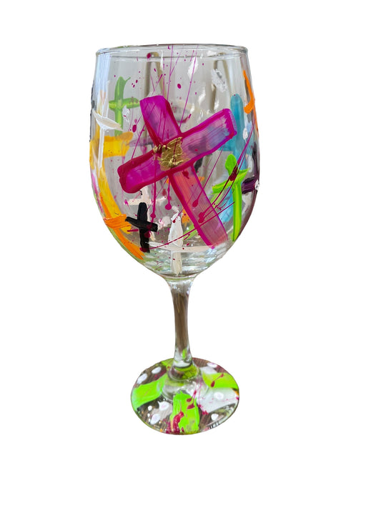 Copas de vino pintadas a mano de colores "J"