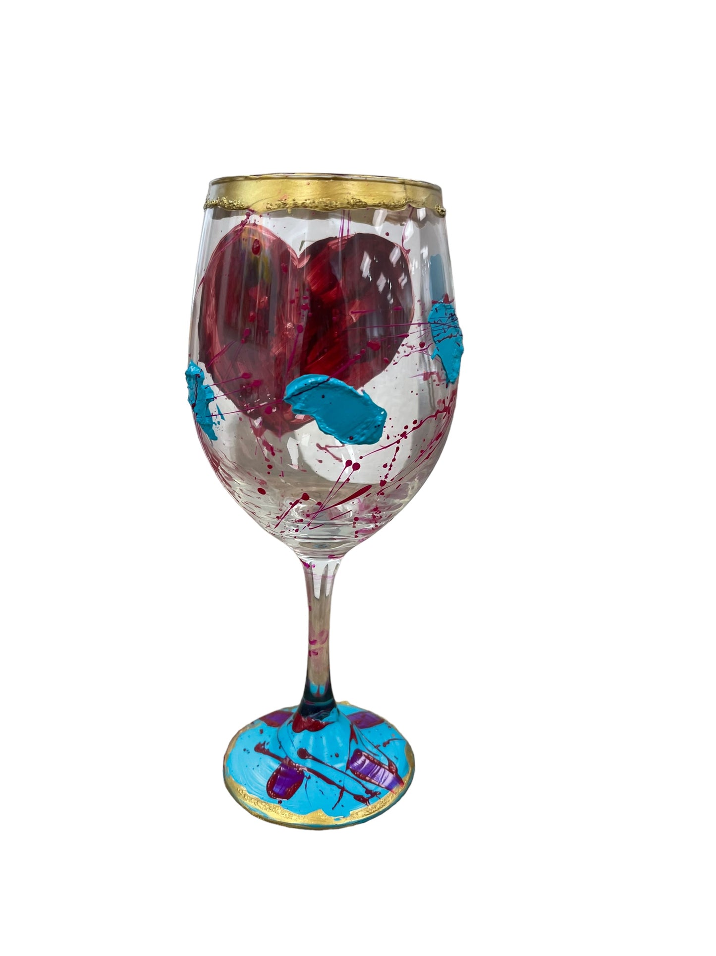 Colorful Hand Painted Wine Glasses "c"