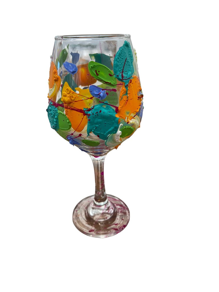 "H" Colorful Hand Painted Wine Glasses