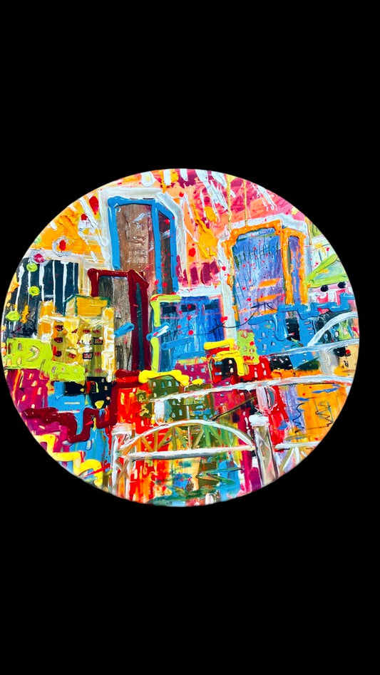 Colorful City Decorative Bowl 15-1/4" D