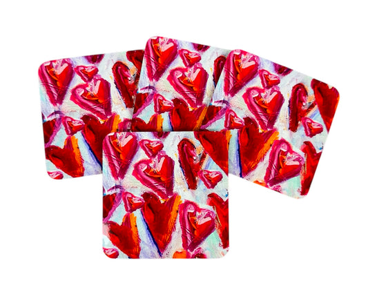 Valentine Hearts coasters set of 4