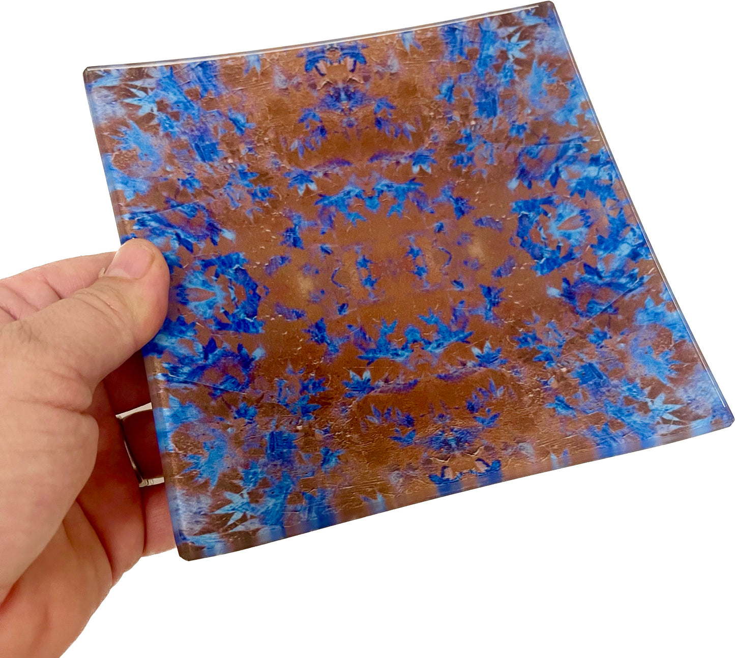 Glass Tray Blue and Gold