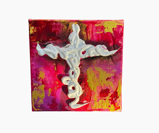 6"x6"  cross white textured heavily