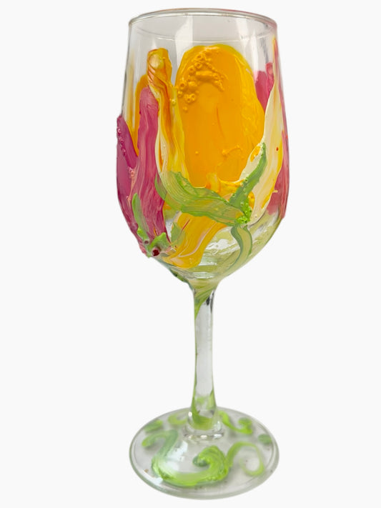 Copas de vino pintadas a mano de colores "P"