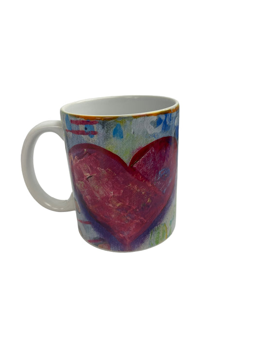 Taza con corazón rosa y verde 
