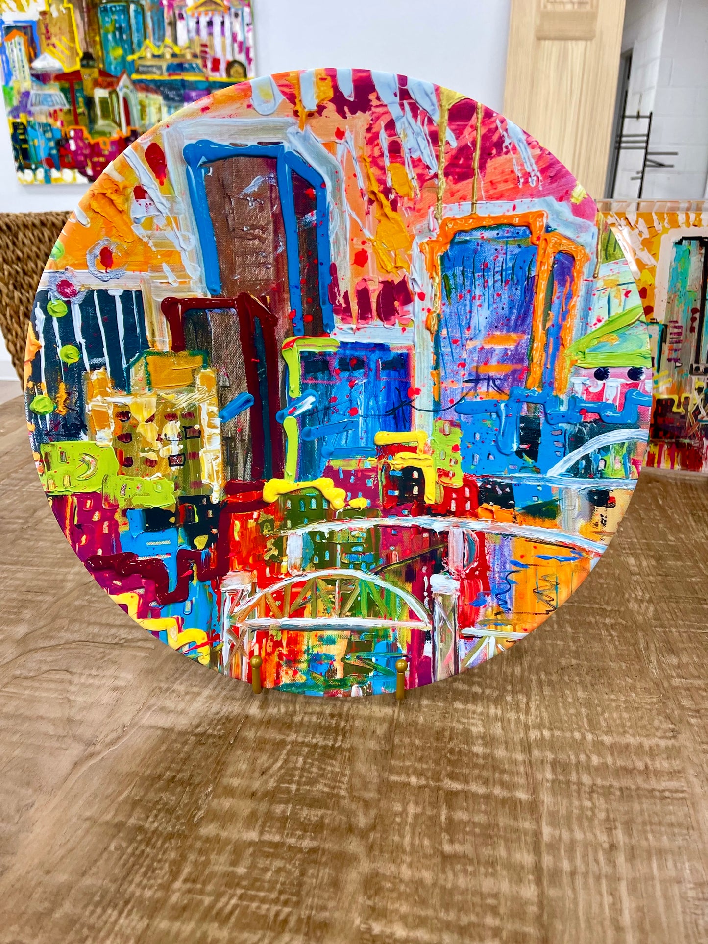 Colorful City Decorative Bowl 15-1/4" D