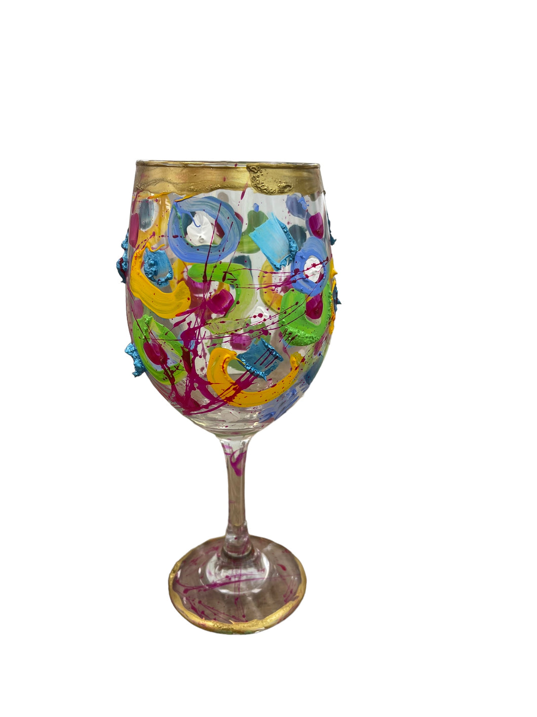 Colorful Hand Painted Wine Glasses 
