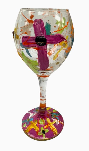 Copas de vino pintadas a mano de colores "P"