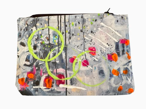 Black White with Green Circles Stitched Bag ORIGINAL ONE OF A KIND