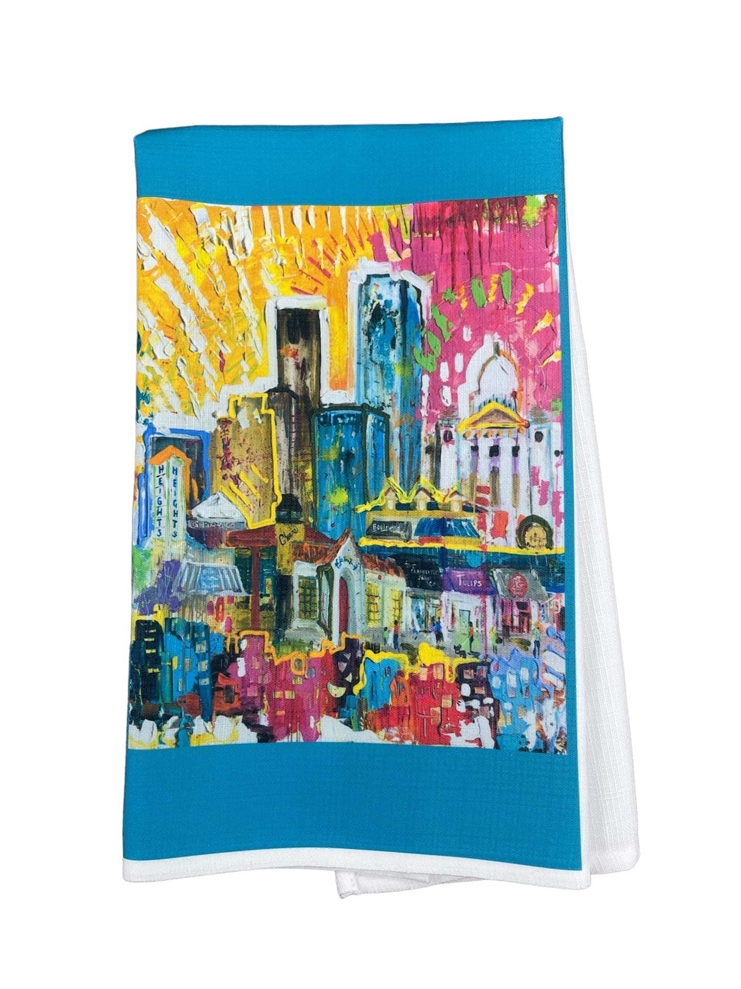 Little Rock Heights Cityscape Tea Towel