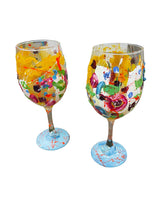 Load image into Gallery viewer, Colorful Hand Painted Wine Glasses &quot;B&quot;
