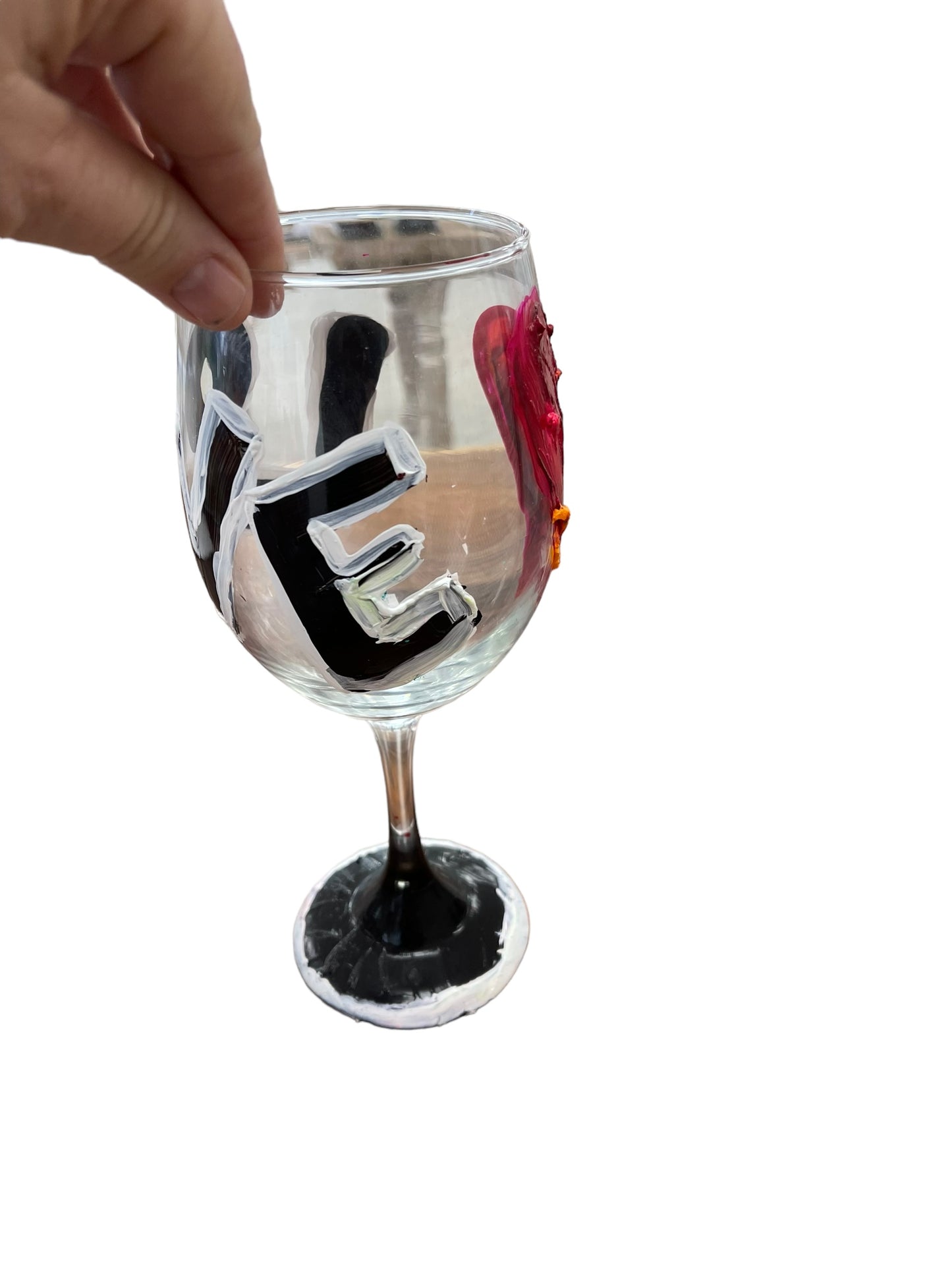 "N" Colorful Hand Painted Wine Glasses