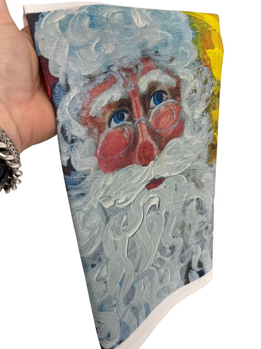 "A" Christmas Santa Tea Towel