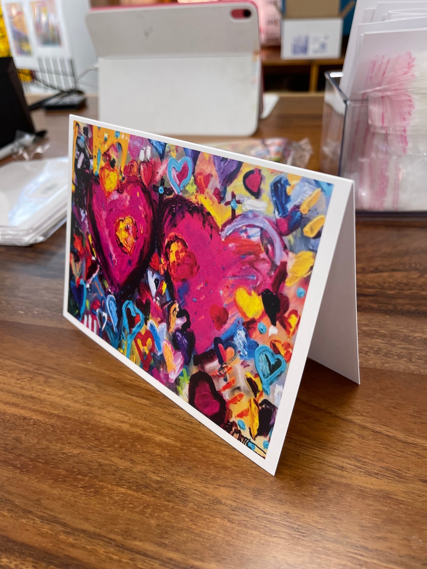 Tarjeta de corazón de Janet con sobre 