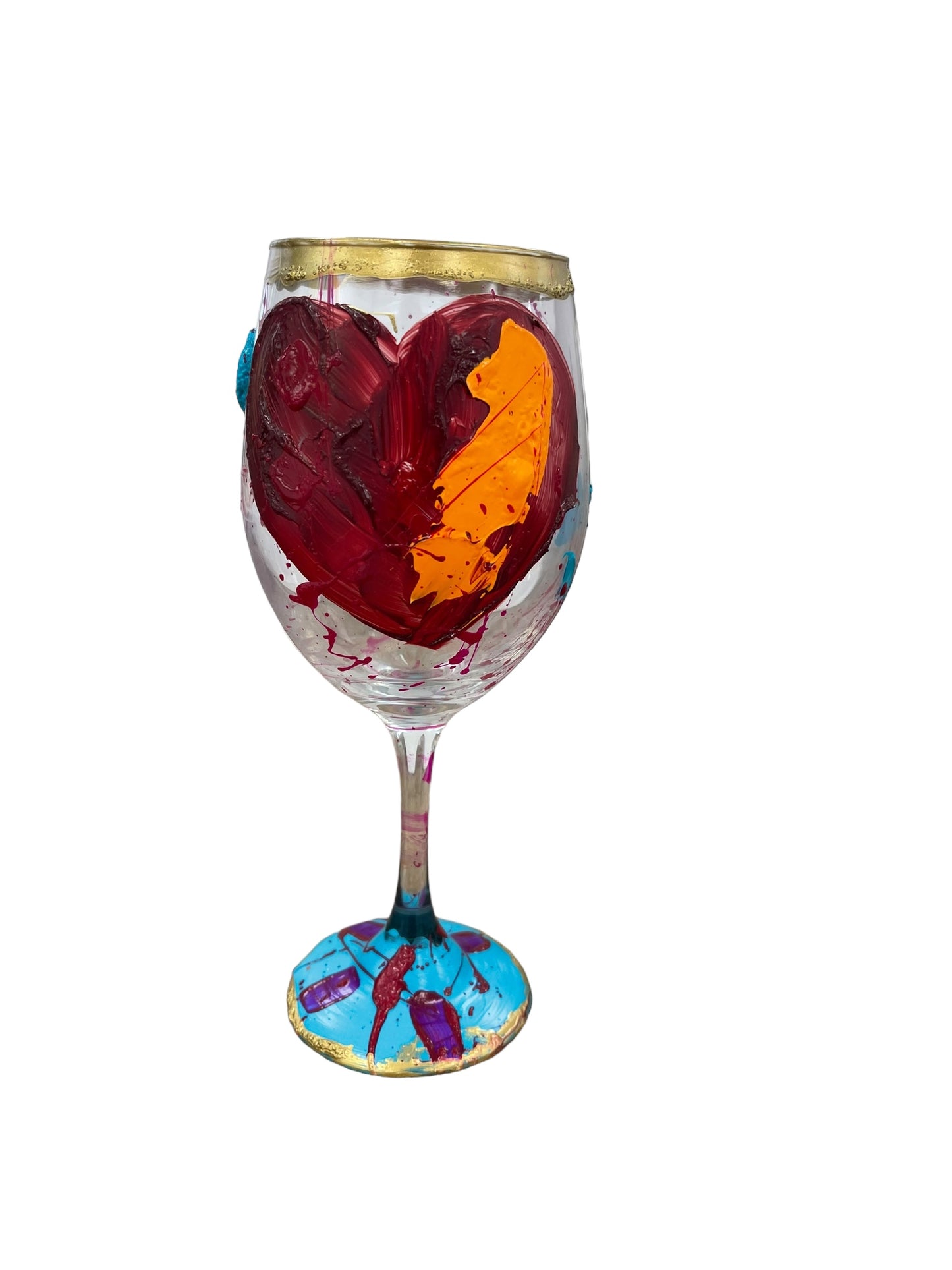 Colorful Hand Painted Wine Glasses "c"