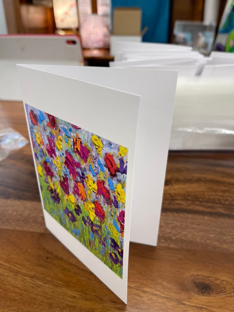 Tarjeta de jardín colorida con sobre 